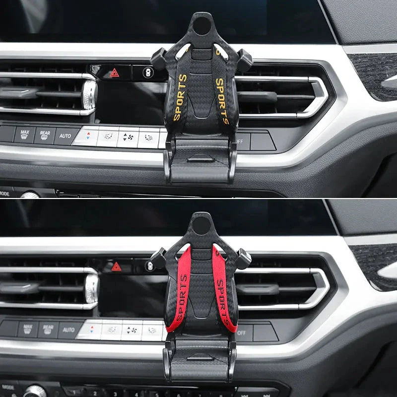 Vent-mounted car phone holder with 360-degree rotation for safe, hands-free driving