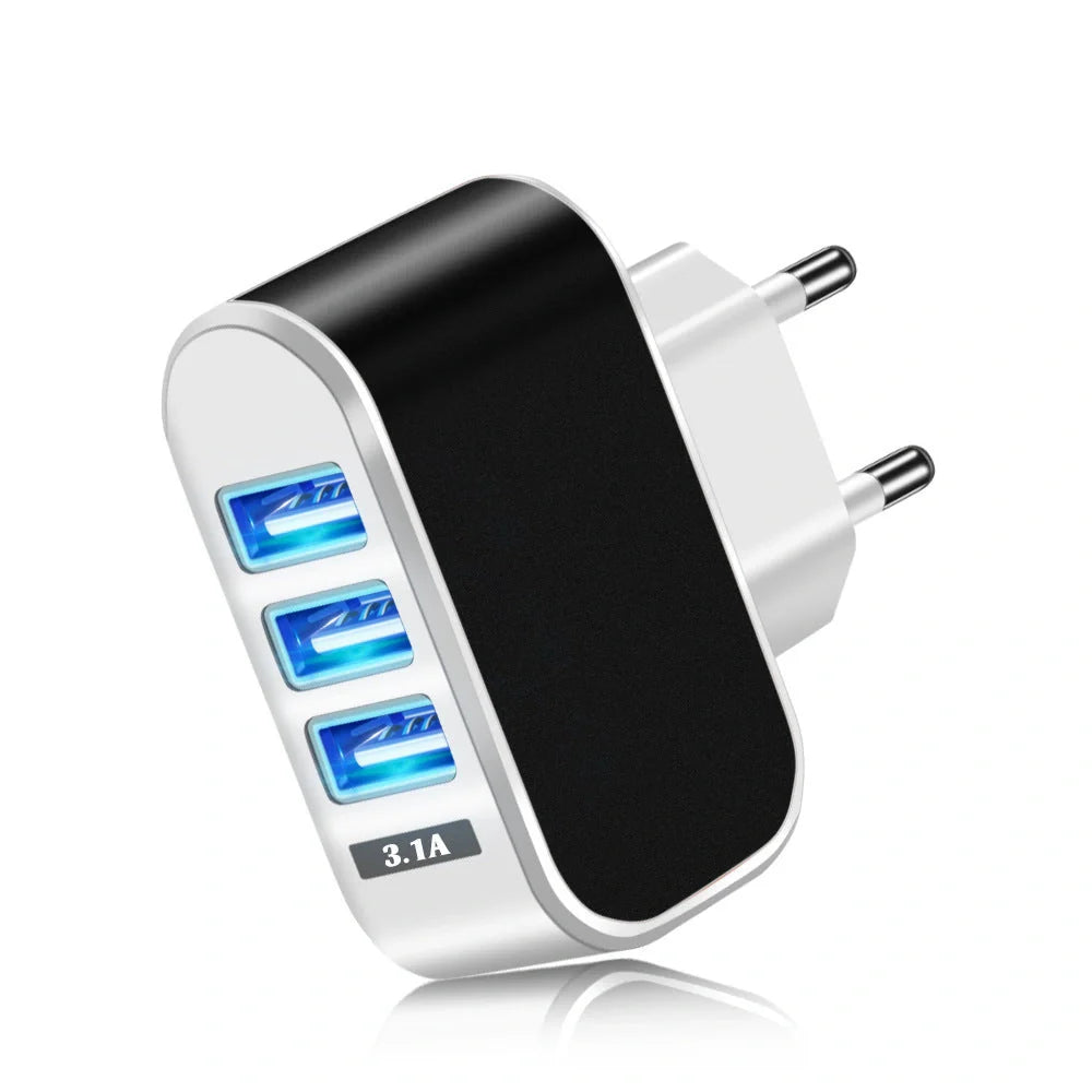 3USB Candy Charger with luminous indicator for European sockets