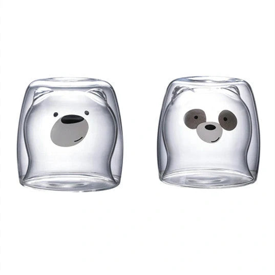 3D double-layer panda cup with skull design and festive inner Christmas tree