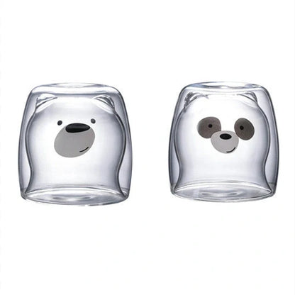 3D double-layer panda cup with skull design and festive inner Christmas tree