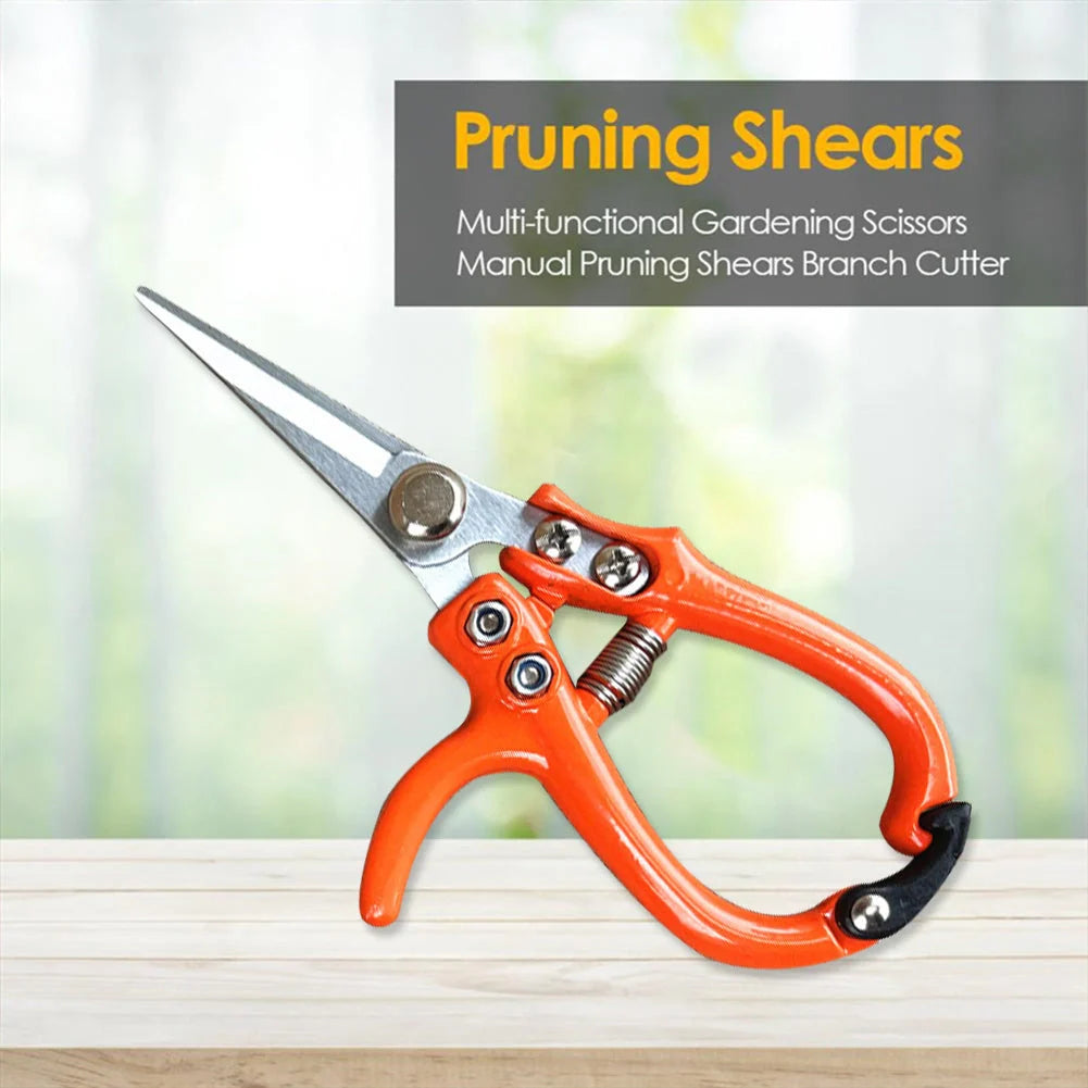 Multifunctional garden scissors with safety buckle and stainless steel spring for durable pruning