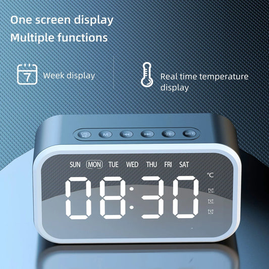 Desktop Alarm Clock with Bluetooth Wireless Audio in black, pink, or white