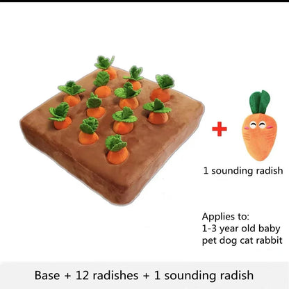 Premium Carrot Plush Toy for Dogs - Interactive Chew Toy and Snuffle Mat with Soft Cotton Exterior and Durable PP Cotton Filling