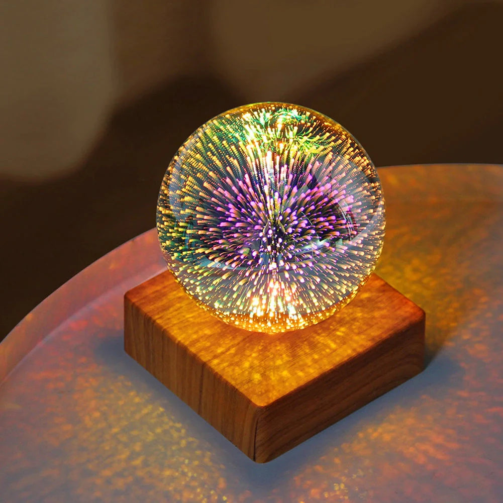 USB 3D Firework Crystals Ball Night Light with starry sky effect