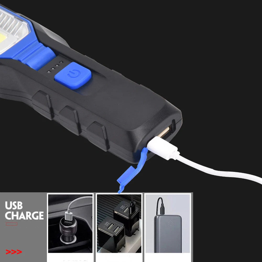 COB Strong Searchlight Rechargeable LED Portable Multi-function Auto Repair Light with multiple light modes
