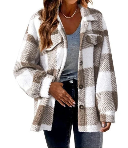 Lamb Fleece Jacket in pink, black, khaki, and light green - lightweight and warm