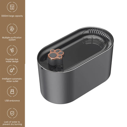 Quiet 3L Automatic Pet Water Fountain with LED Lights for Dogs and Cats - Premium Hydration Solution