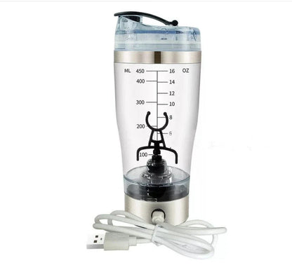 Cordless USB powered protein shake mixer cup with sleek white design and large 600ml capacity