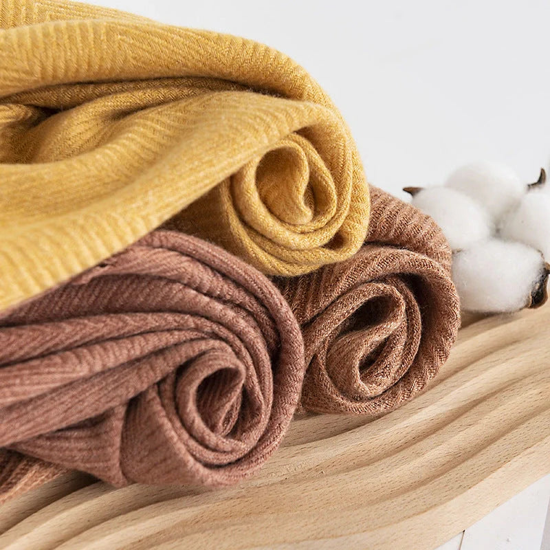 Herringbone pattern artificial cashmere scarf with tassel fringes