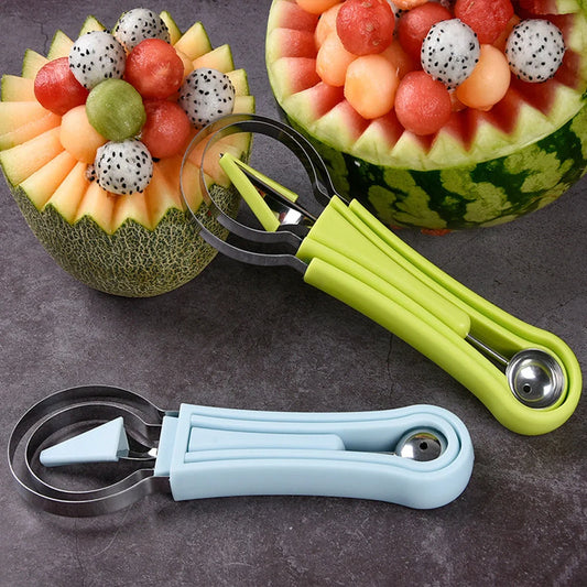 Stainless steel fruit ball excavator spoon with green and blue options