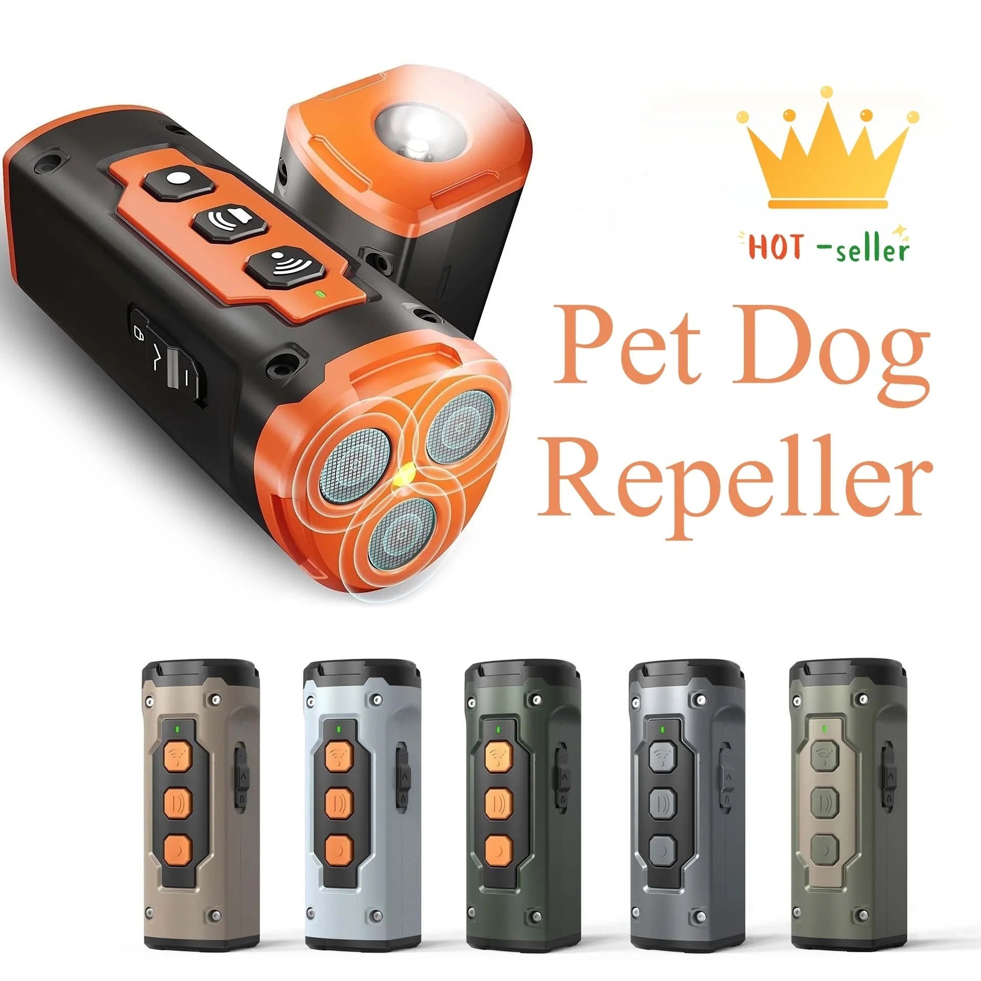 Dog Drive Ultrasonic Three-head Bark Plug Torch with LED flashlight in various colours