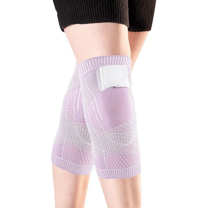 Adjustable nylon sports knee pads in pink, blue, and black