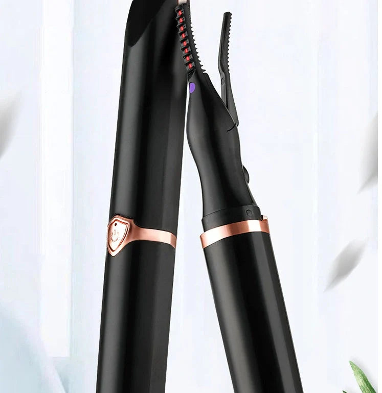 Rechargeable electric eyelash curler with 360-degree rotating comb and USB charging