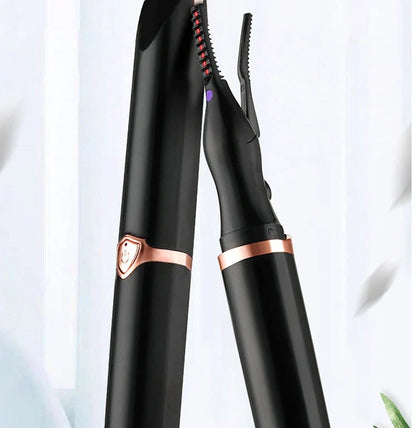 Rechargeable electric eyelash curler with 360-degree rotating comb and USB charging