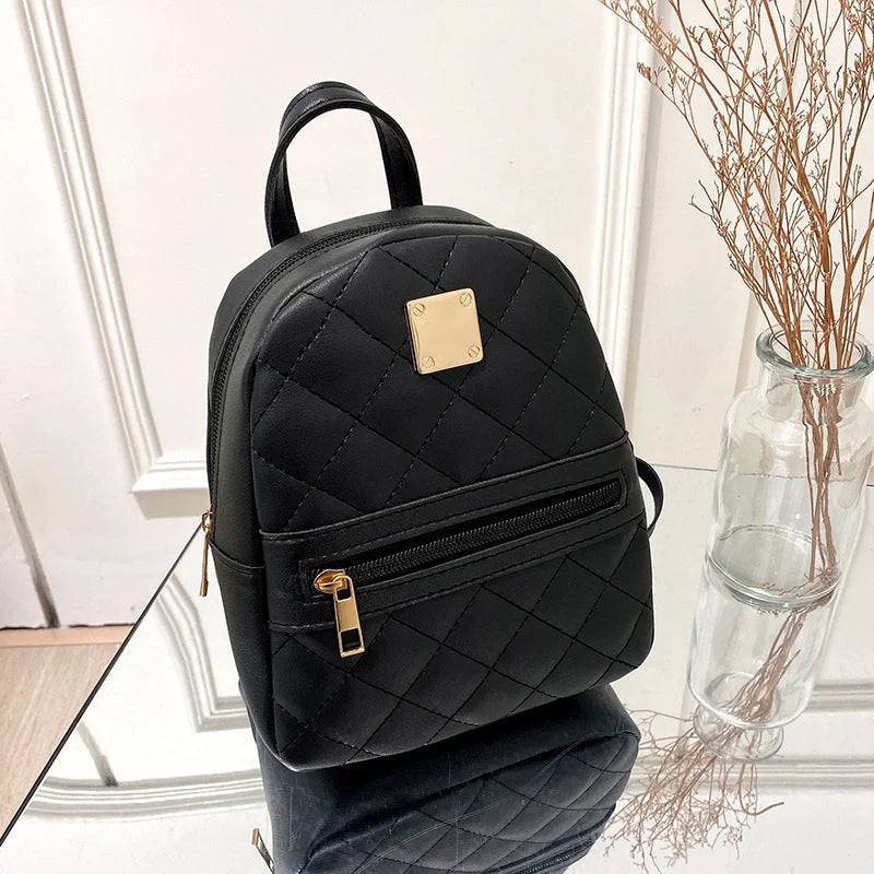 Personalised Women's Fashion Backpack in PU Material with Geometric Design