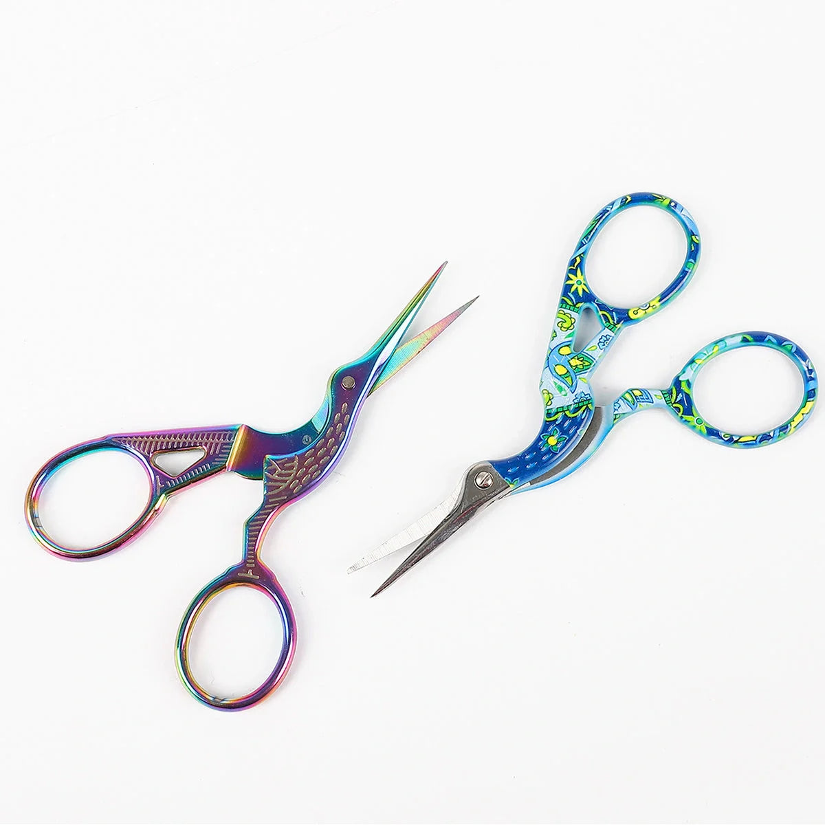 Elegant stainless steel crane embroidery scissors in various colors