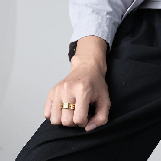 Stylish titanium steel matte brushed unisex rings for men and women