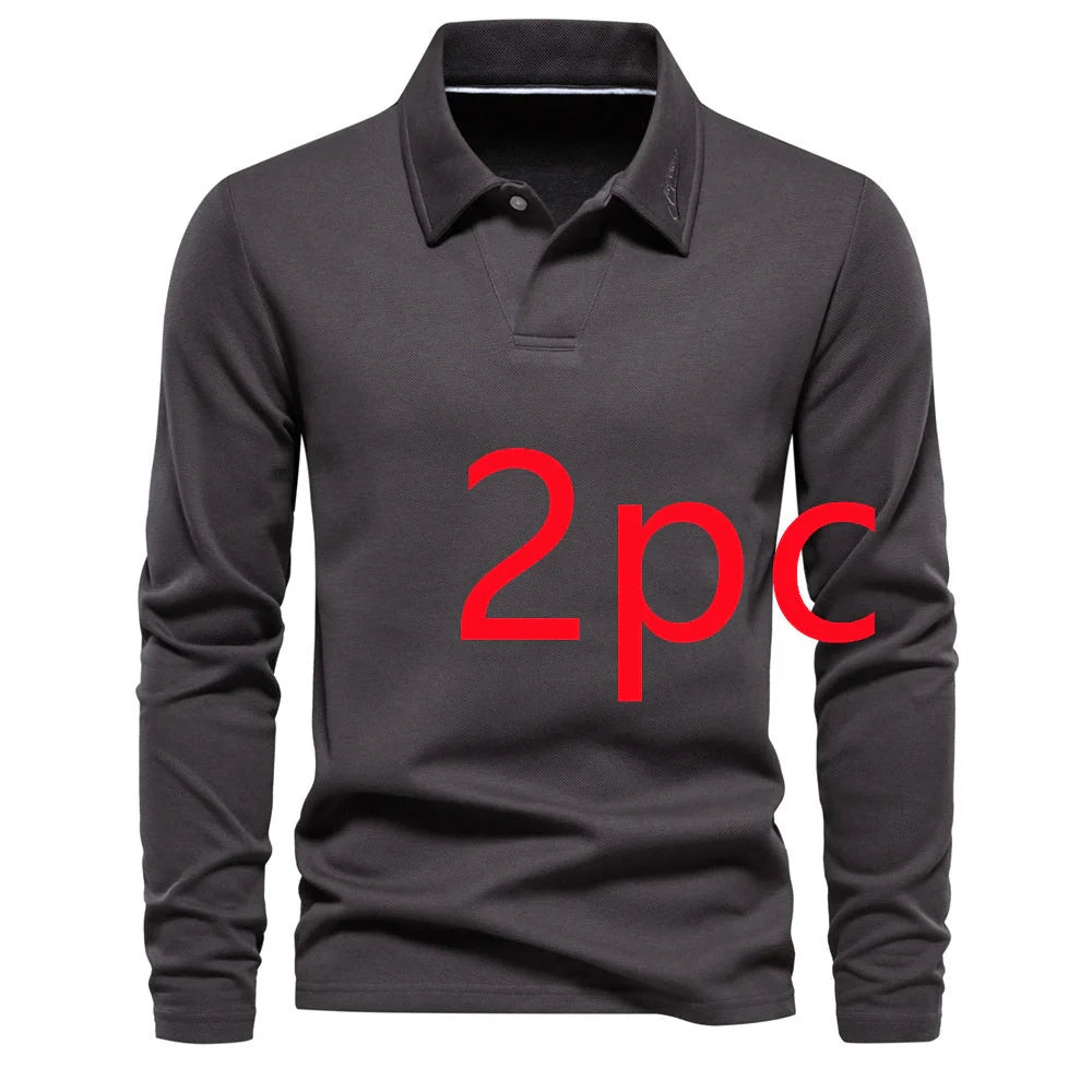 A versatile cotton polo shirt in a range of sophisticated colours, featuring a unique lapel design for a refined casual look.
