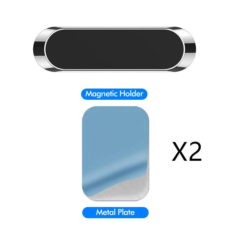 F6 Strip Plate Magnetic Car Phone Holder with steel spring frame in grey