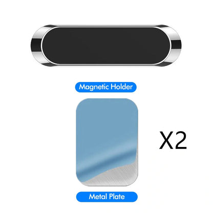 F6 Strip Plate Magnetic Car Phone Holder with steel spring frame in grey