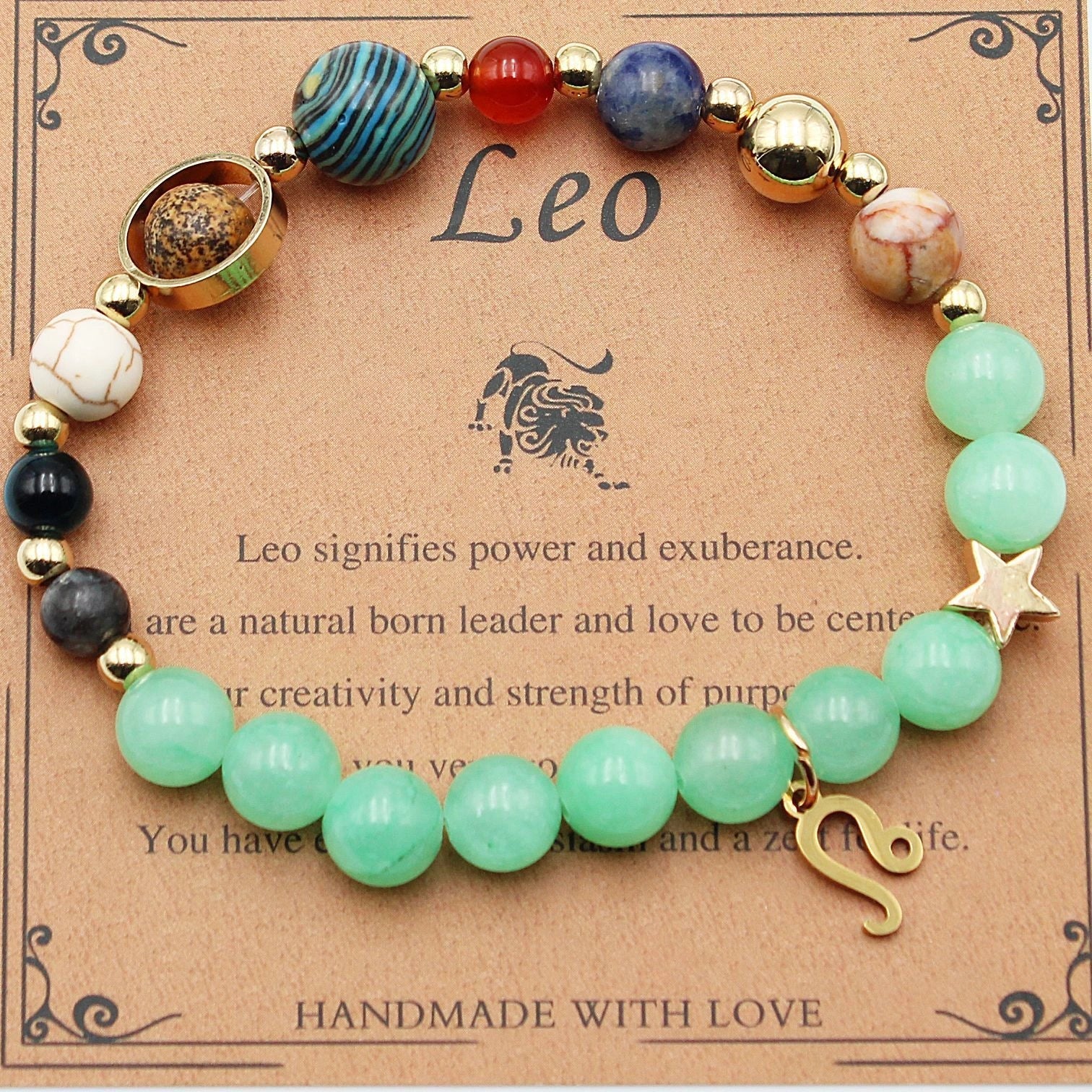 Morgan Stone Beaded Bracelet with twelve constellation designs