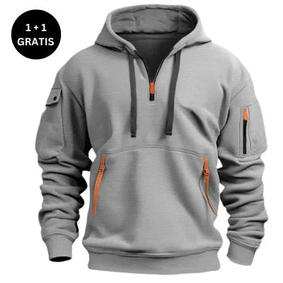 Cozy Hooded Pullover in Black, Navy Blue, Khaki, and Light Gray Colors