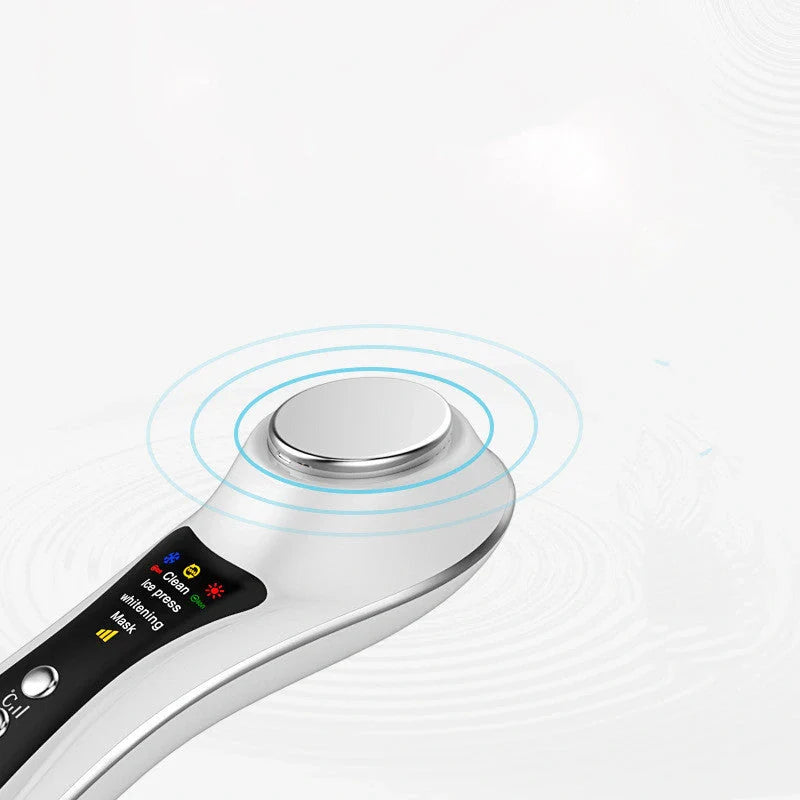 Hot & Cold Eye Massage Machine in pearl white and rose gold for skin and eye care