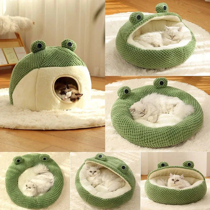 Little Frog Series Warm Plush Mat for small pets in green frog design