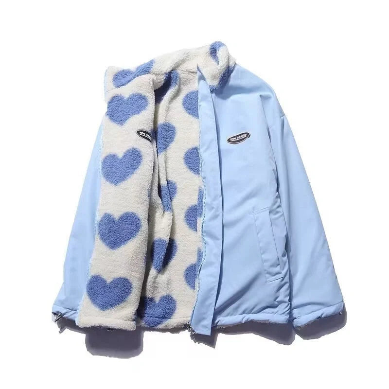 Cosy reversible cotton coat with fleece lining, available in black, pink and sky blue colours
