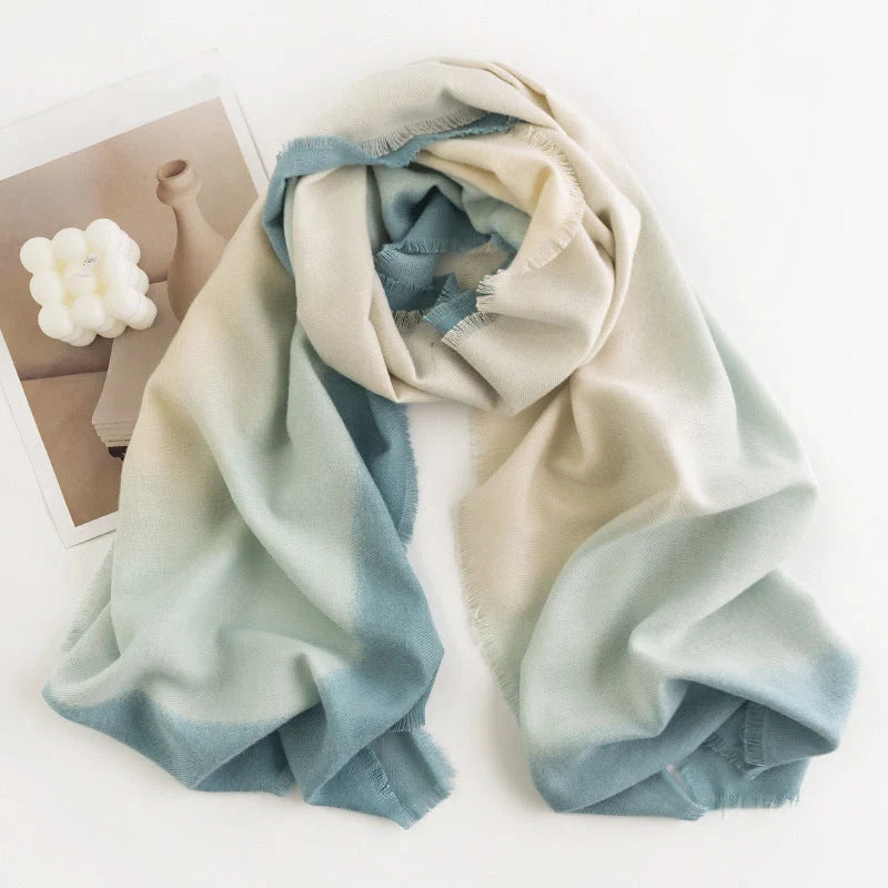 Herringbone pattern artificial cashmere scarf with tassel fringes