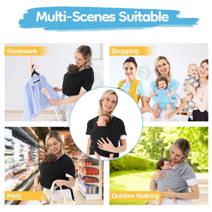 Polyester baby carrier wrap in various colors for front and back carrying