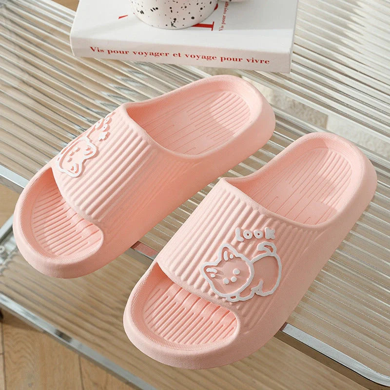Women's non-slip cat slippers in assorted colours for summer wear
