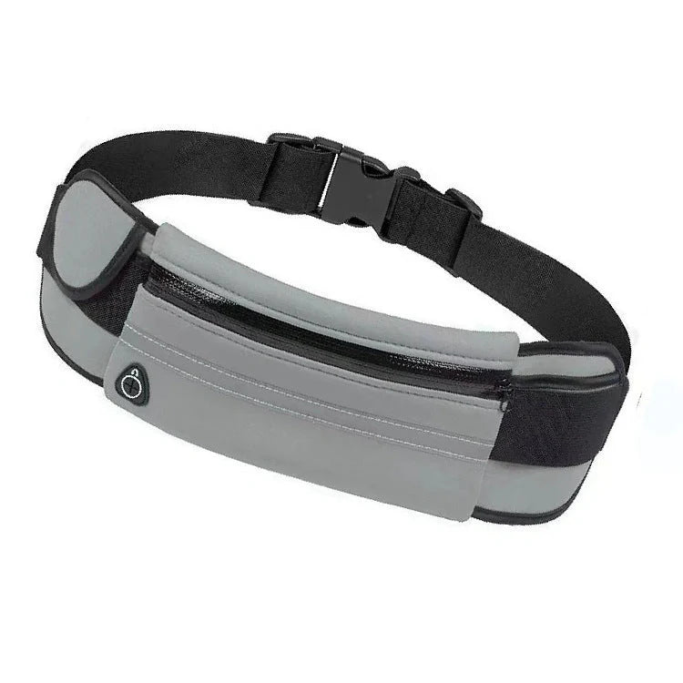 Slim nylon fitness waist bag with zipper pocket for secure storage during sports