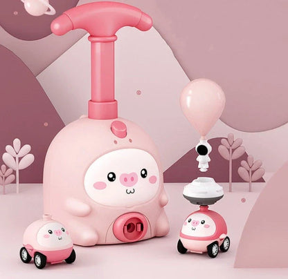 Balloon-powered car toys in various vibrant colours designed to engage children in hands-on STEM learning and independent exploration