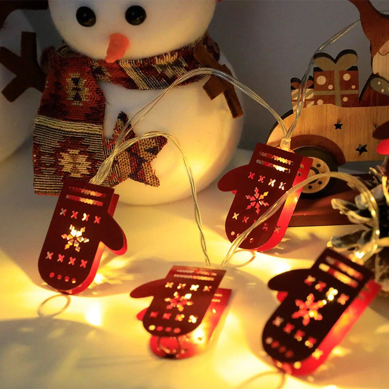Christmas LED light string with Santa Claus, elk, and snowman ornaments for festive decoration