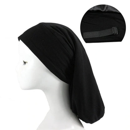 Women's adjustable satin nightcap in various colours with cotton lining