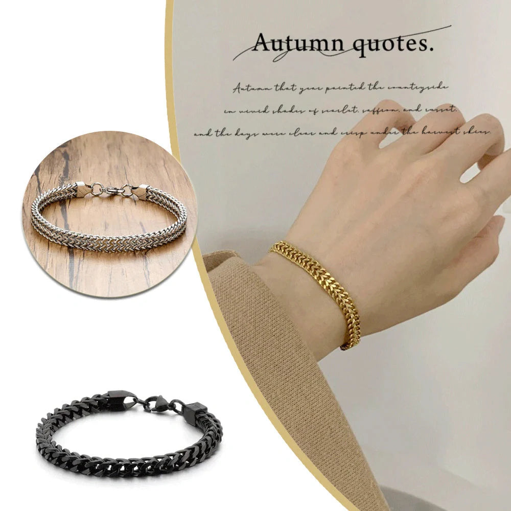 18K Gold Thick Hemp Flowers Titanium Steel Bracelet for men and women