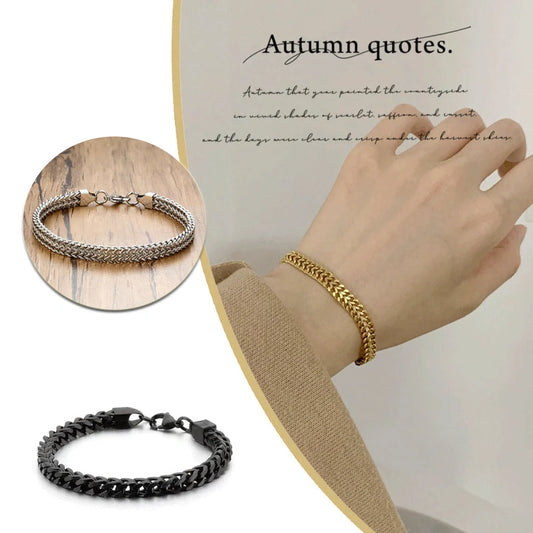 18K Gold Thick Hemp Flowers Titanium Steel Bracelet for men and women