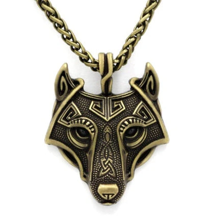 Legendary Norse Grey Wolf Head Silver Pendant Necklace, a captivating accessory crafted from premium titanium steel