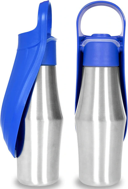 Portable dog water bottle with soft silicone leaf design for outdoor hydration