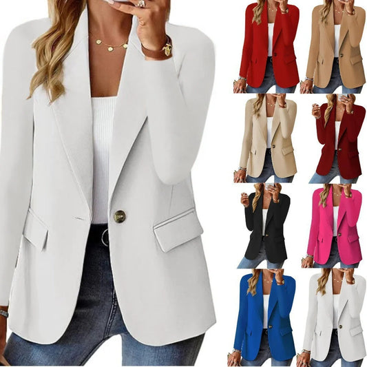 Women's Autumn Long Sleeve Polyester Cardigan with Pockets in various colours