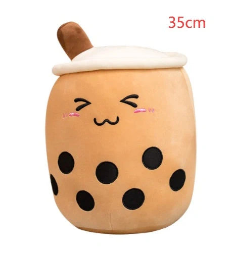Strawberry Milk Tea Plush Boba Toy Pillow in various colours and sizes