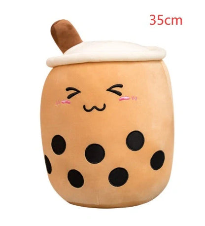 Strawberry Milk Tea Plush Boba Toy Pillow in various colours and sizes