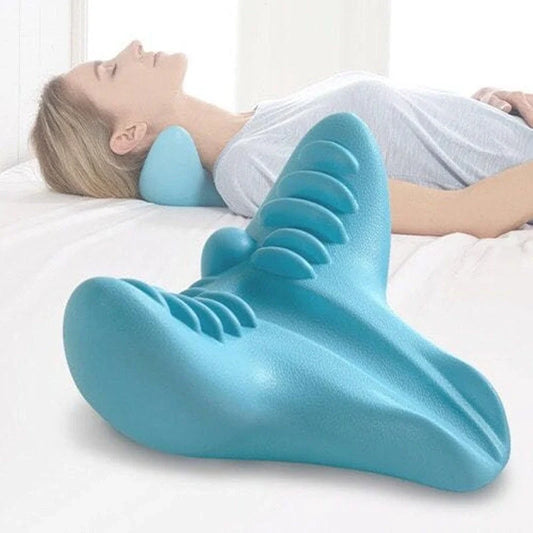 Blue natural latex cervical spine massage pillow for neck pain relief