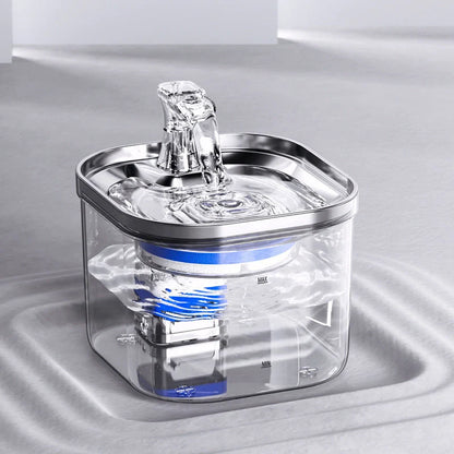 Stainless steel automatic pet water dispenser with 2-litre capacity and ultra-quiet pump