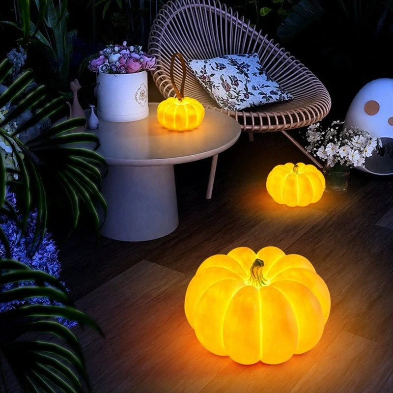 Solar-powered pumpkin lights for outdoor Halloween decorations