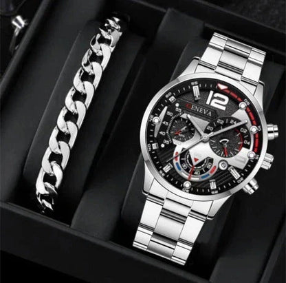 Premium stainless steel men's watch with bracelet in multiple color options