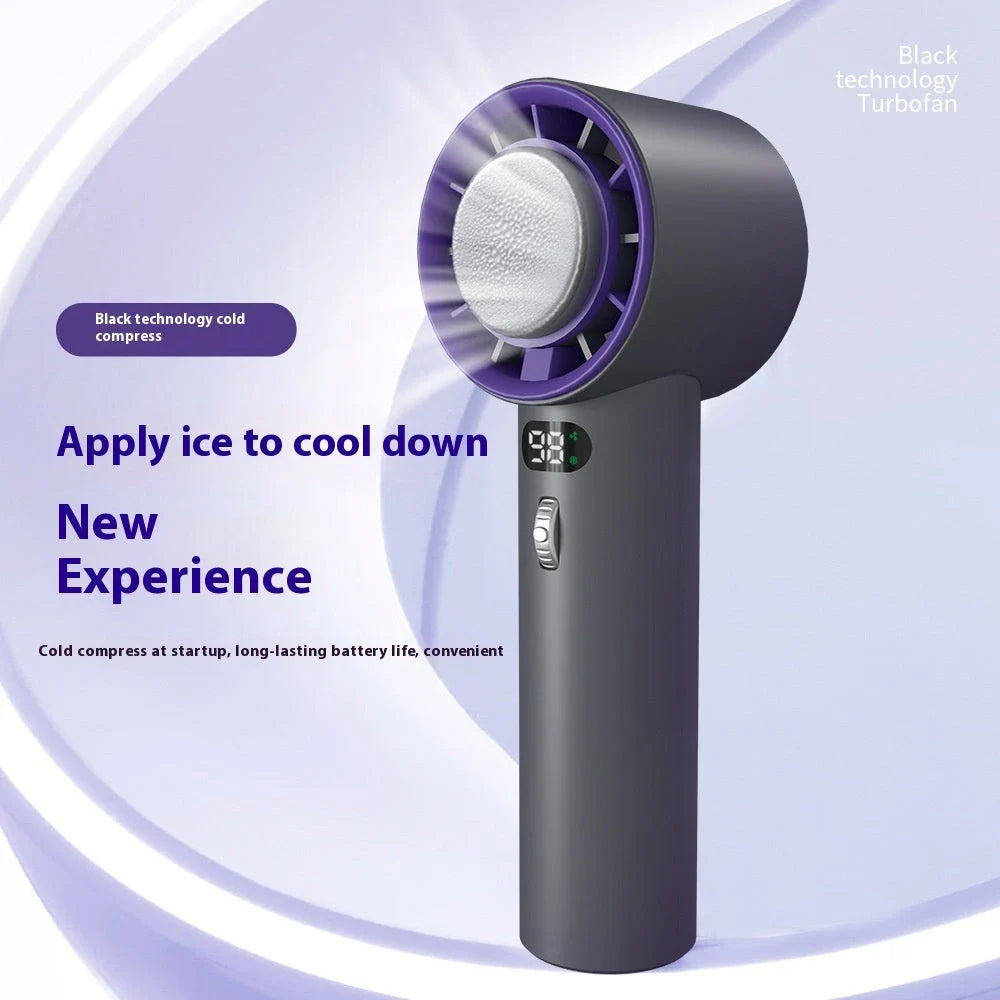 Powerful handheld cooling fan with adjustable wind speeds, long-lasting 3000mAh battery, and semiconductor refrigeration technology