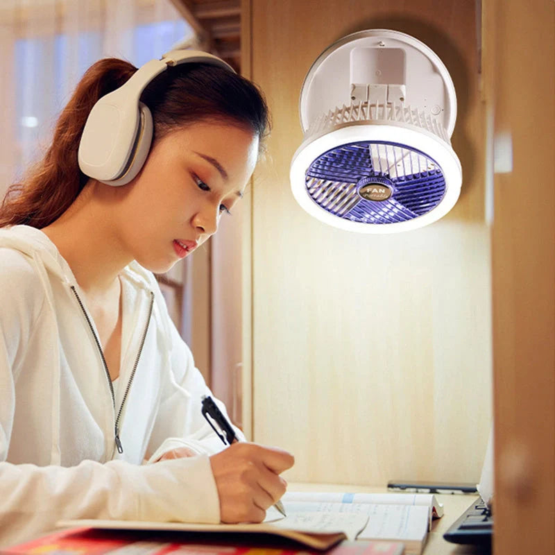 USB charging foldable table fan with LED light and adjustable speed settings