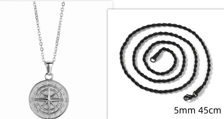 Elegant Stainless Steel Compass Necklace in gold and silver designs